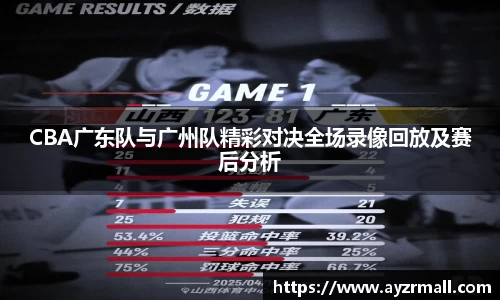 CBA广东队与广州队精彩对决全场录像回放及赛后分析
